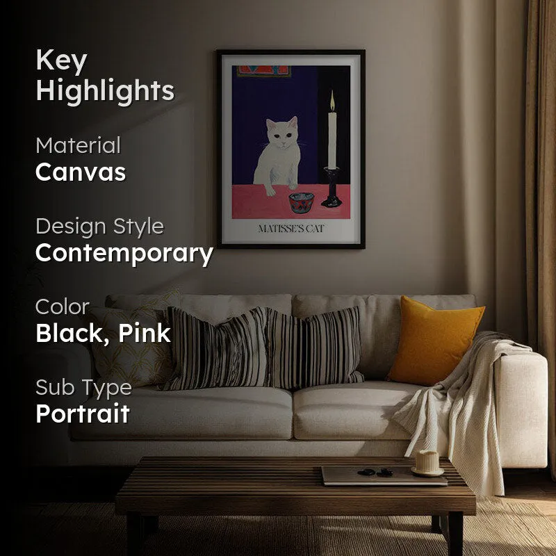 Matisse's Cat Inspired by Henri Matisse Archival Canvas Wall Art - Black Frame media 2