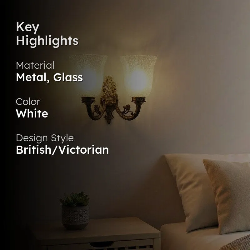 Crystal Bloom Antique Dual Shade Glass Wall Lamp media 2