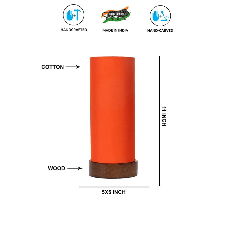 Jaala Tower Wooden Table Lamp - Orange,Brown media 4