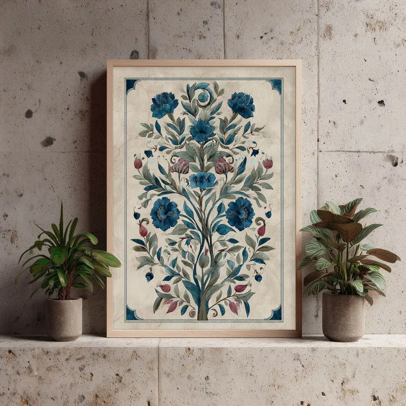 Floral Folk Art Canvas Wall Painting With Brown Frame media 6
