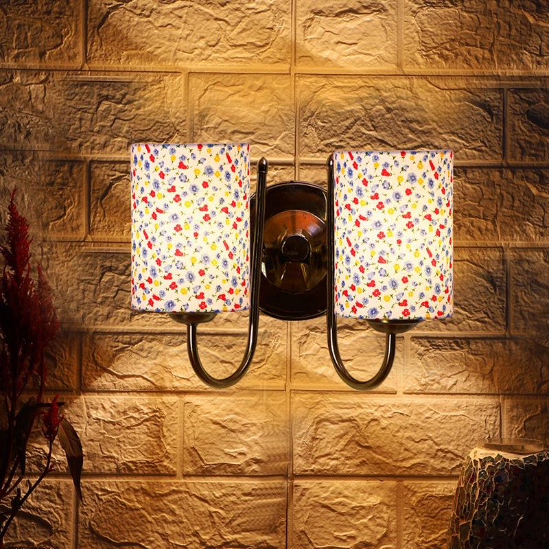 Veda Duo Color Splash Cylindrical Fabric & Metal Wall Lamp
