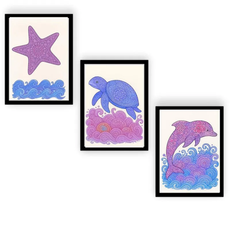 Aqua Bliss Paper Wall Painting With Frame - Black media 6