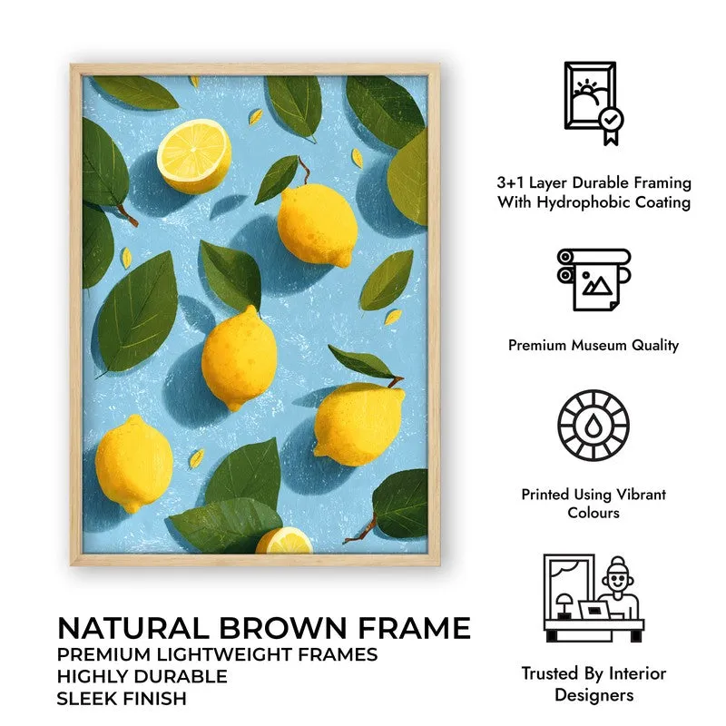 Lemon Study Canvas Wall Painting - Brown Frame media 10