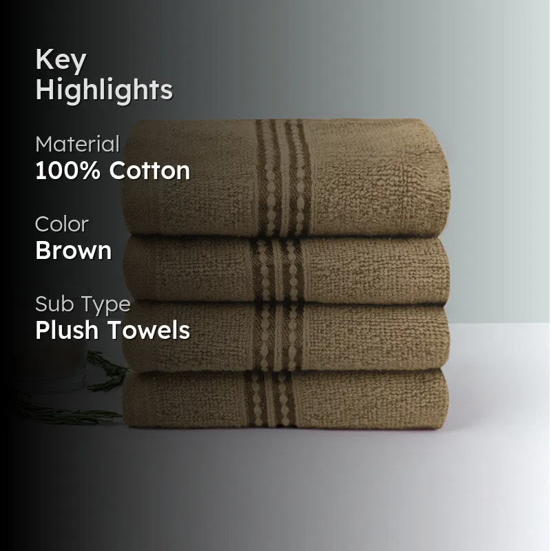 Micro Cotton LuxeDry Solid Face Towel (Brown) - Set Of Four media 2