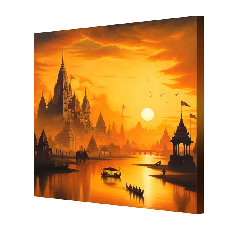 Golden City At Sunset Poly Canvas Wall Painting media 5