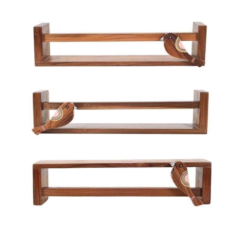 Teak Wall Shelf - Set Of Three media 3