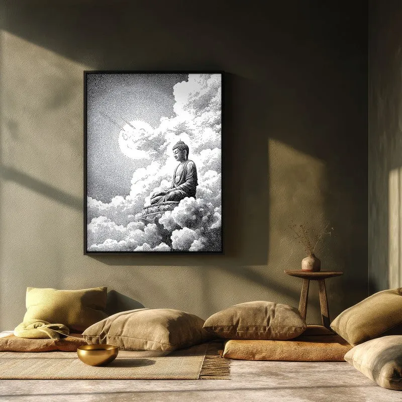 Buddha In Clouded Serenity II Wall Painting With Black Frame media 3