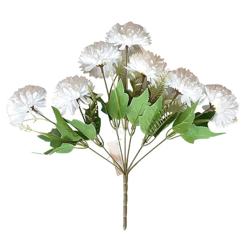Hortensia Silk Chrysanthemum Artificial Flower - White media 3