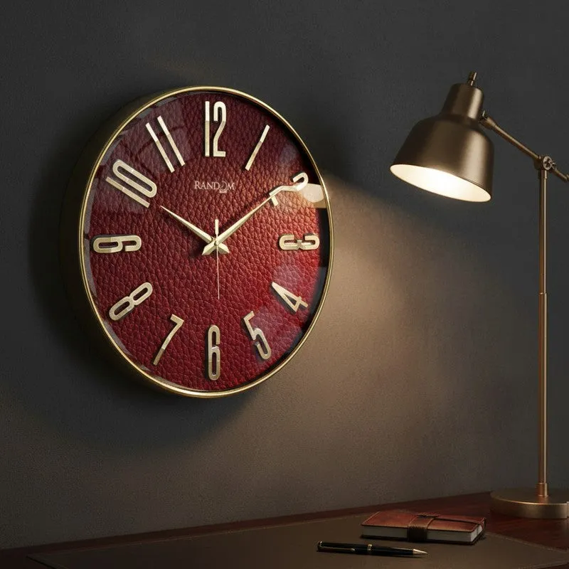 Elite Numeric Plastic Wall Clock - Maroon & Gold media 5