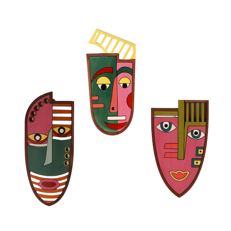 Wadha Mask Wooden Wall Accent - Set of Three media 3