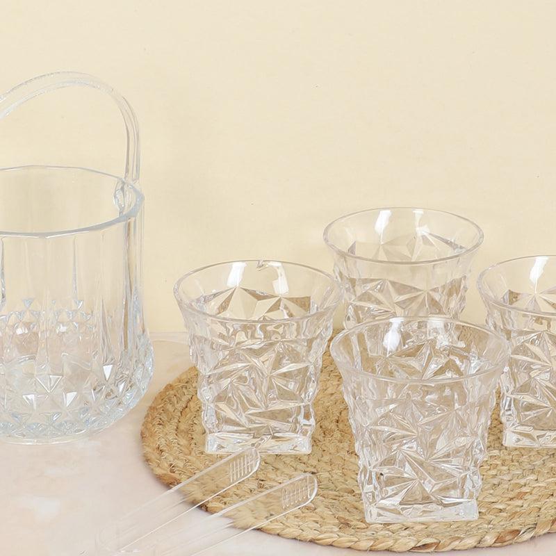 Emerie 1000 ML Ice Bucket With 250 ML Glass And Tong - Six Piece Set media 3