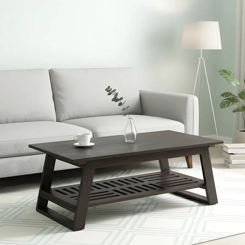 Azvino Sheesham Wooden Center Table - Dark Brown media 3