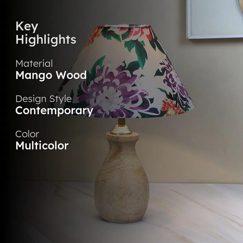 Miyabi Curve Printed Mango Wood Table Lamp - Multicolor media 2