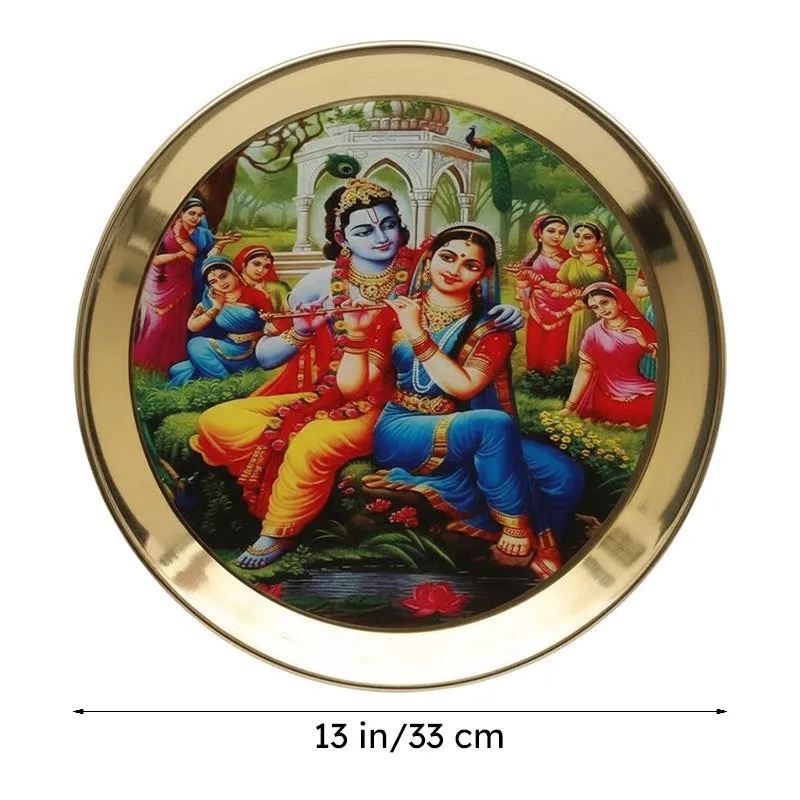 Suvarna Radha Krishna Metal Wall Plate media 5
