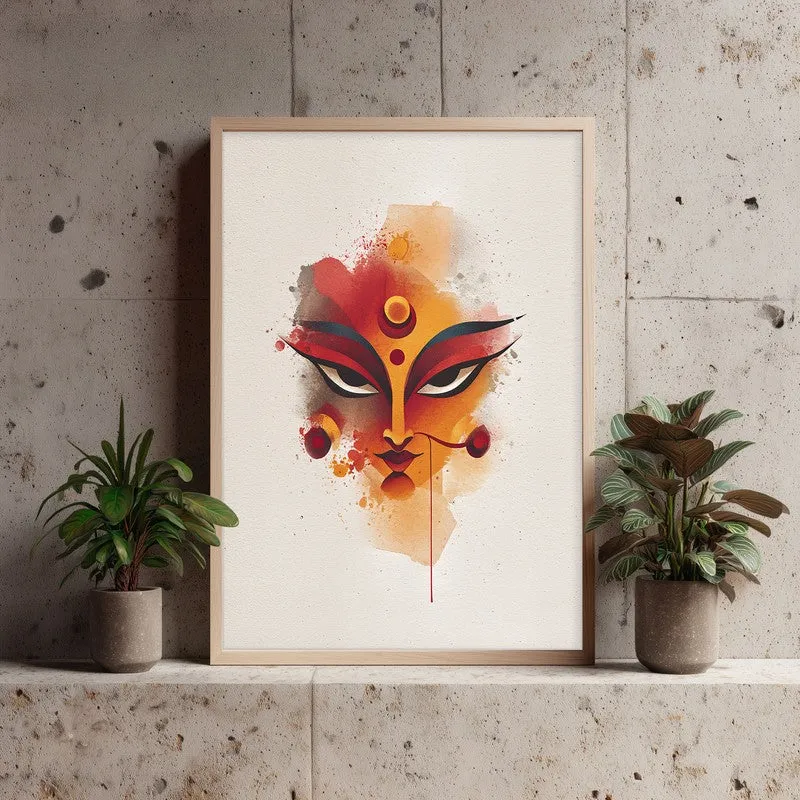 Jagat Swamini Maa Durga Archival Paper Wall Art - Natural Brown Frame media 3