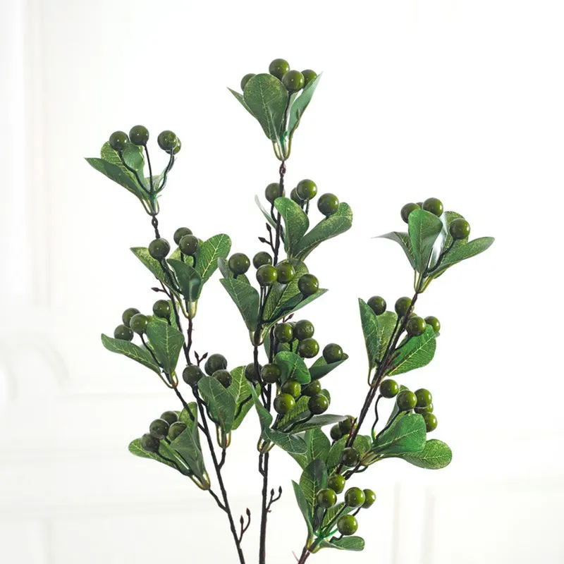 Berry Cherry Artificial Decorative Stem - Green media 5