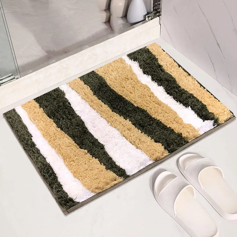 Stripe Steps Microfiber Bath Mat - Gold media 4
