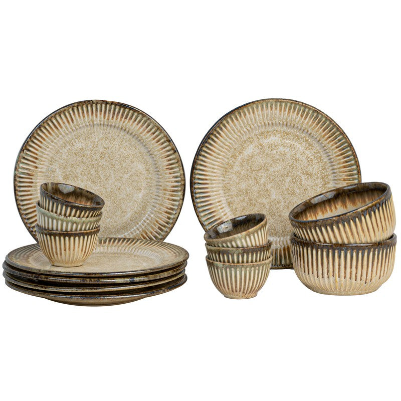 Mintora Beige Ceramic Dinner Set - 14 Piece Set media 3