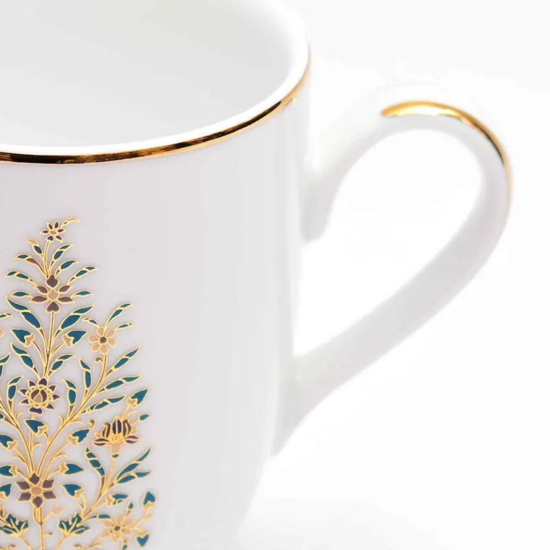 Gilded Shahi Coupe 24k Gold Brushed Porcelain Coffee Mug(280 mL Each) - Set Of Two media 5