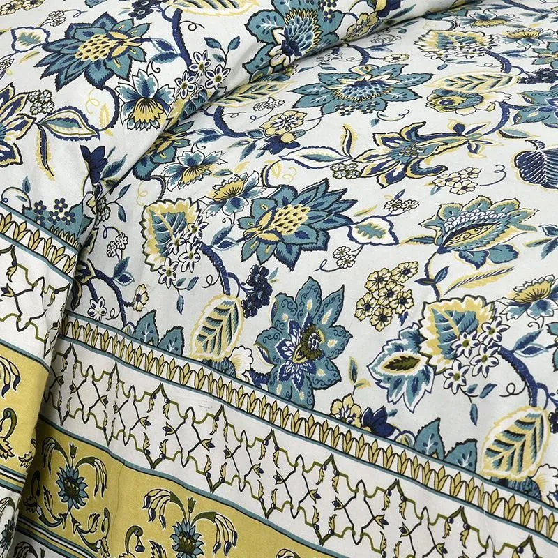 Roomitaa Printed Cotton Bedsheet (Blue) - 160 TC media 3