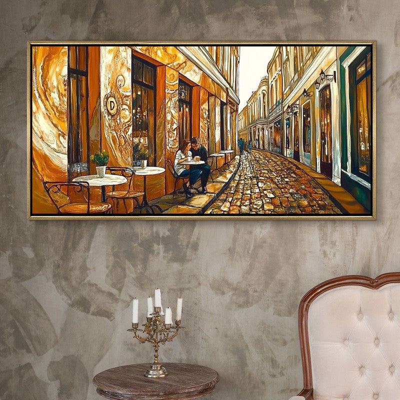 Painted Alleyway Canvas Wall Painting With Frame