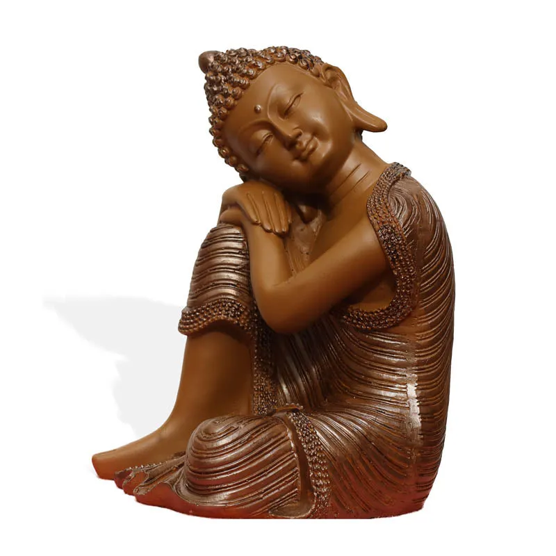 Zen Resting Buddha Showpiece - Brown media 4