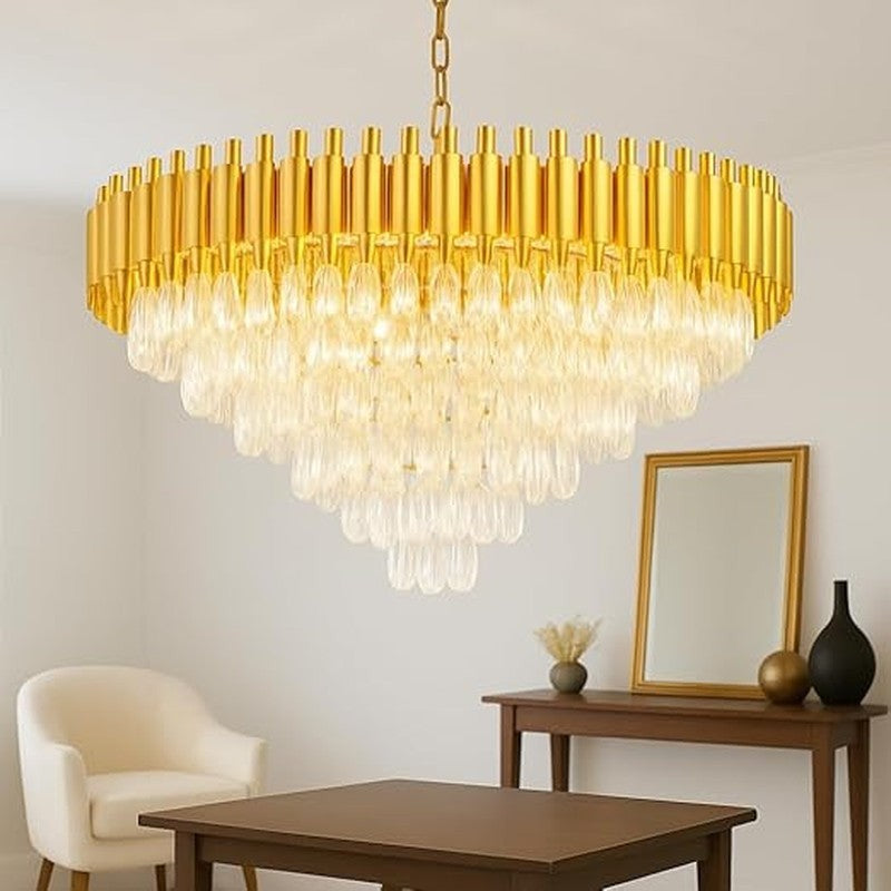Diamond Cascade Metal Chandelier - Gold media 3