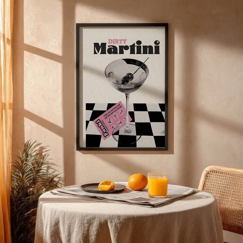 Checks Martini Archival Canvas Wall Art - Black media 4