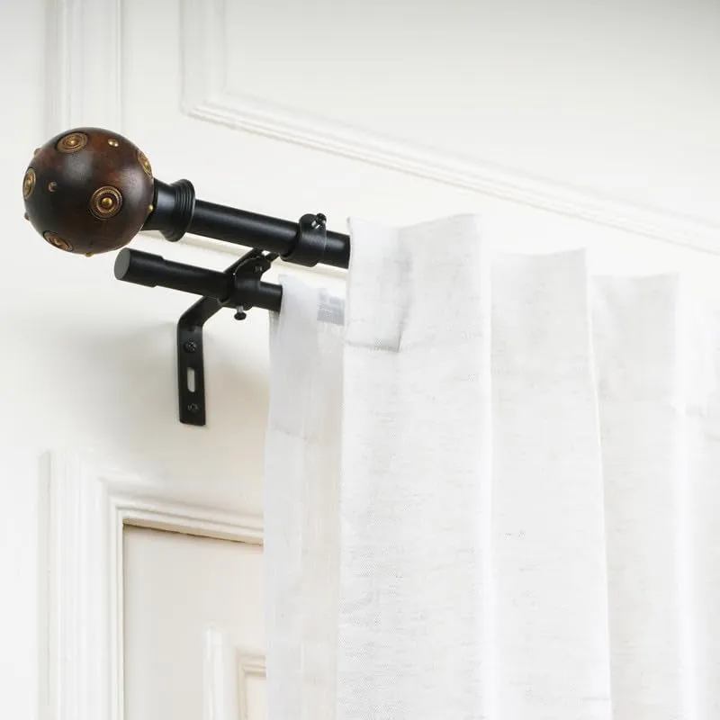 Atlas Duo Extendable 1" Double Curtain Rods With Round Finial & Brackets media 3