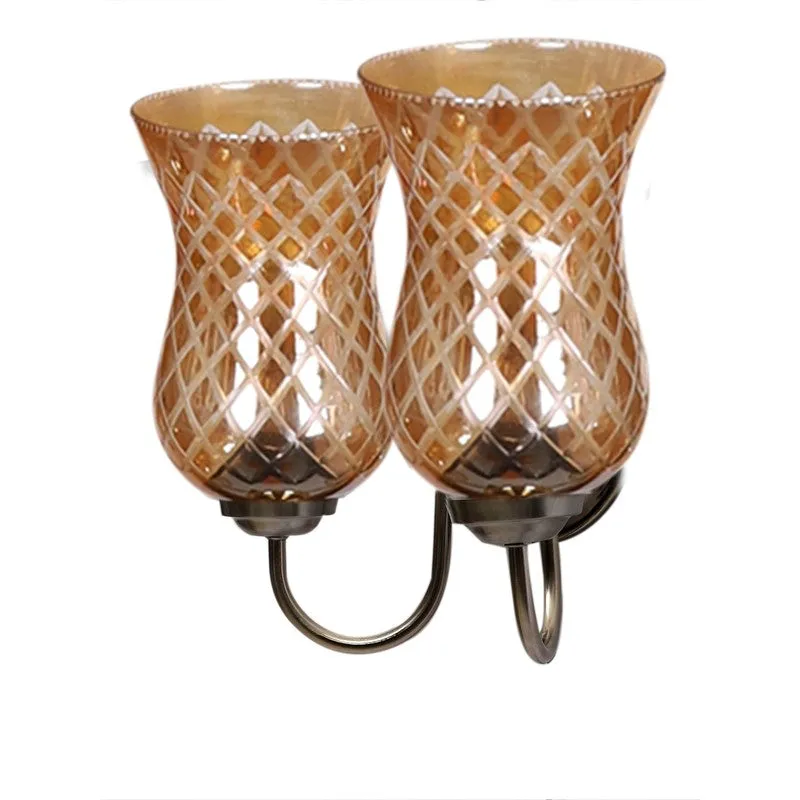 Honey Glow Decorative Steel Base Glass Wall Lamp media 9