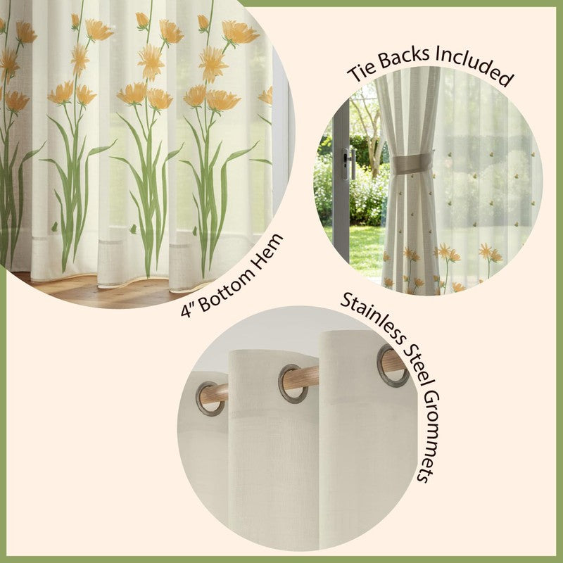 Urban Space Floral Multicolor Polyester Curtains - Set Of Two media 7