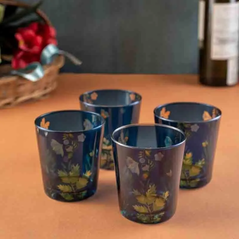 Vibrant Bliss Glass Tumbler (Blue) - Set Of Four media 1