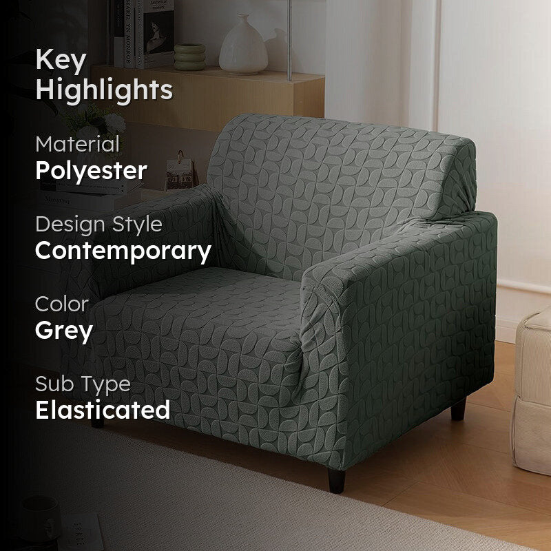Urbana Jacquard Sofa Cover - Stone Grey media 2