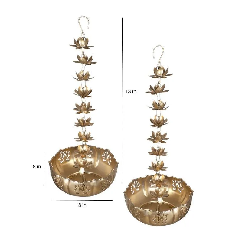 Lotus Cascade Hanging Urli - Set Of Two media 6