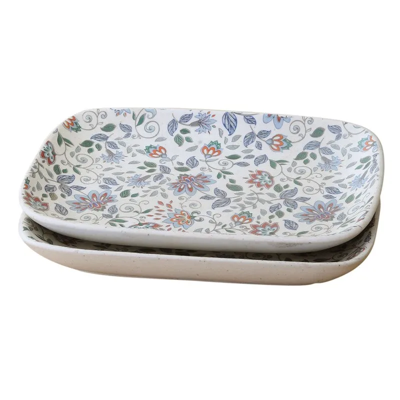 Florence Multicolor Rectangular Stoneware Platter - Set of Two media 5