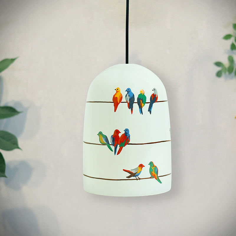 Perch & Glow Hand Painted Glass Hanging Lamp image 3