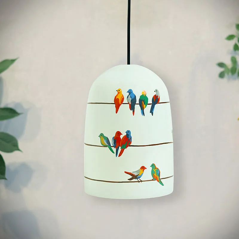 Perch & Glow Hand Painted Glass Hanging Lamp media 3