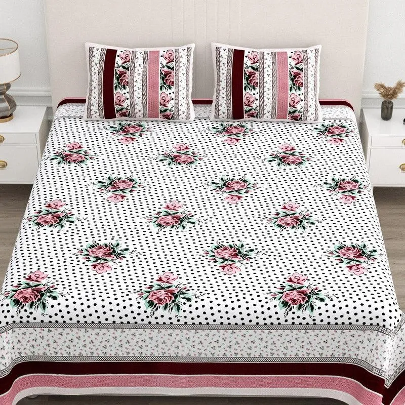 Livia Floral Cotton Bedsheet (Pink) - 180 TC media 3