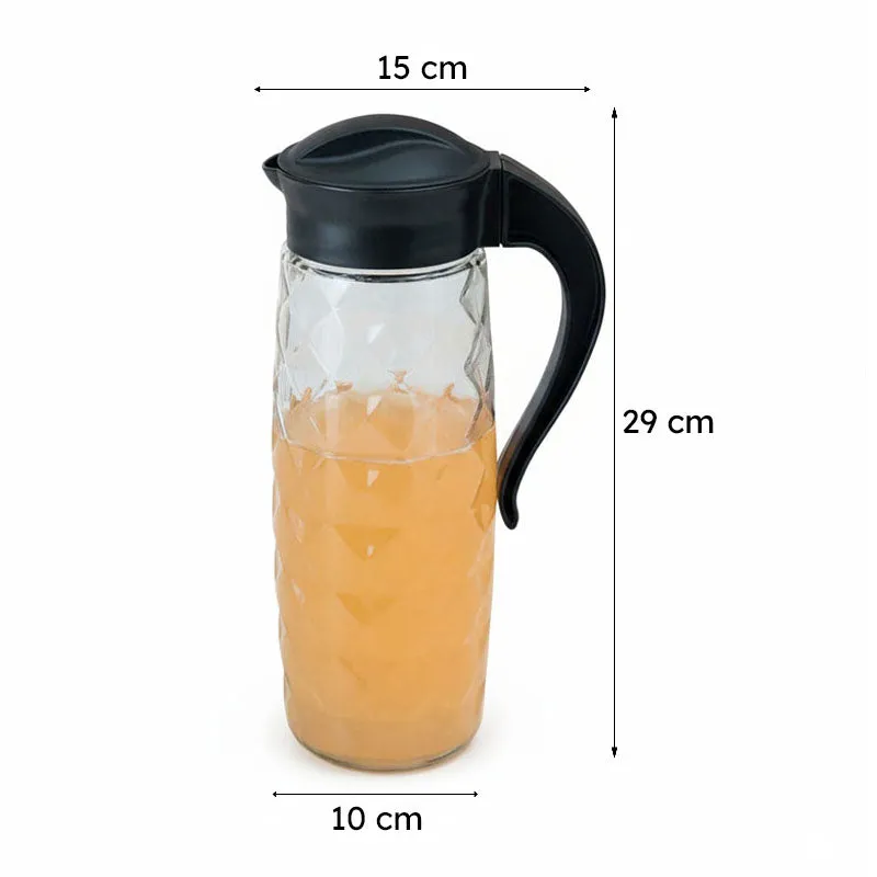 Domana Crystal Transparent Jug With Lid (Black) - 1600 mL media 5