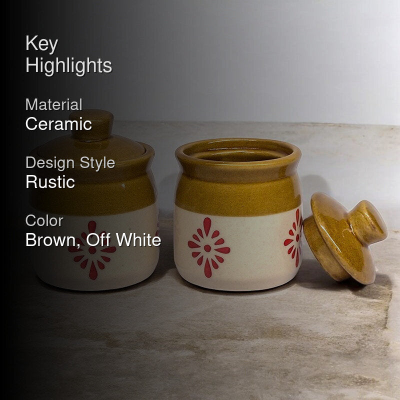 Ethnika Bharni Ceramic Jar (100 mL Each) - Set Of Two media 2