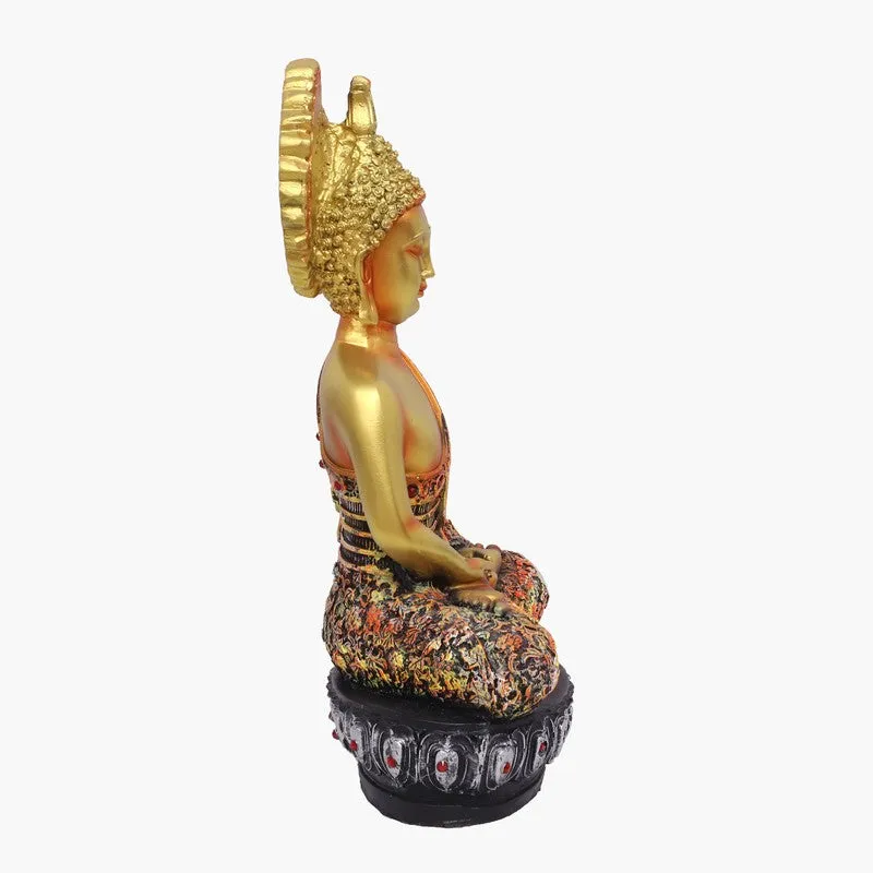 Sovereign Lotus Buddha Polyresin Idol (11 inches) - Gold media 4