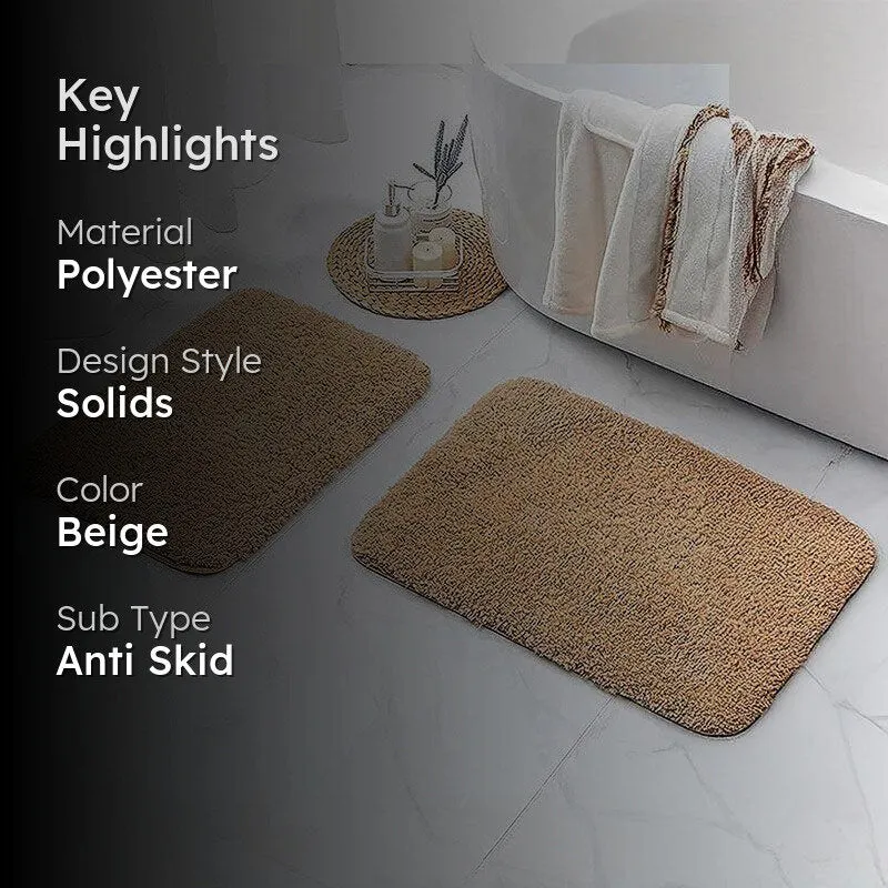Nautica Cashmere Step Solid Anti-Skid Bath Mat (Tan) - Set Of Two media 2