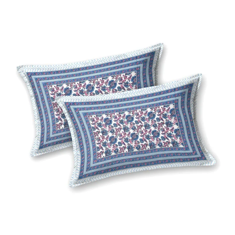 Crafton Cotton Bedsheet (Blue,Pink) - 240 TC media 4