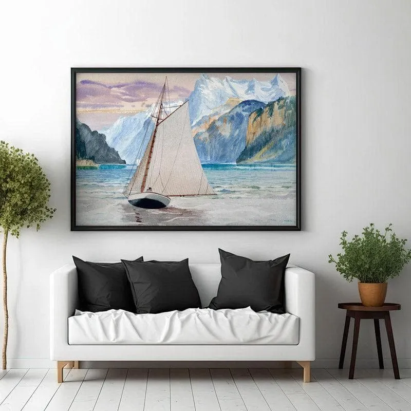 Sailboat Voyage Canvas Wall Painting - Black Frame media 3
