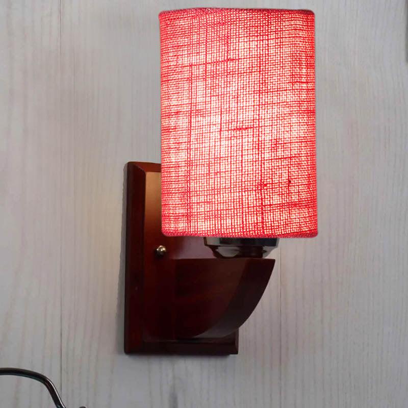 Blushy Cylindrical Wooden Wall Lamp