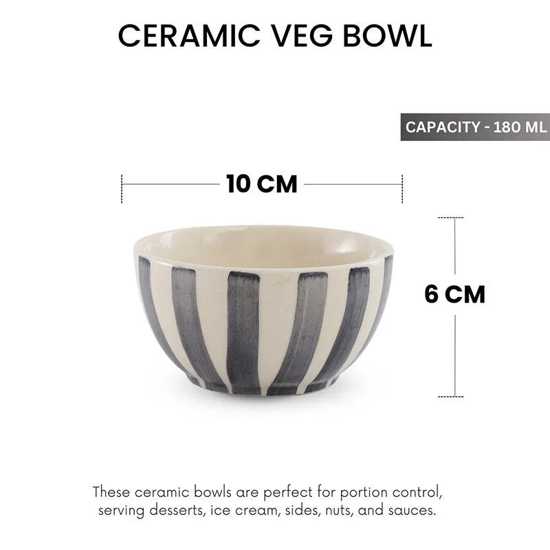 Cross Strips Ceramic Snack Bowl (180 mL) - Set Of Six media 7