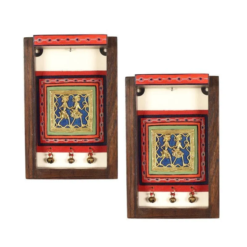 Ethnic Mara Wall Accent Wooden & Brass Wall Accent - Set Of Two media 3