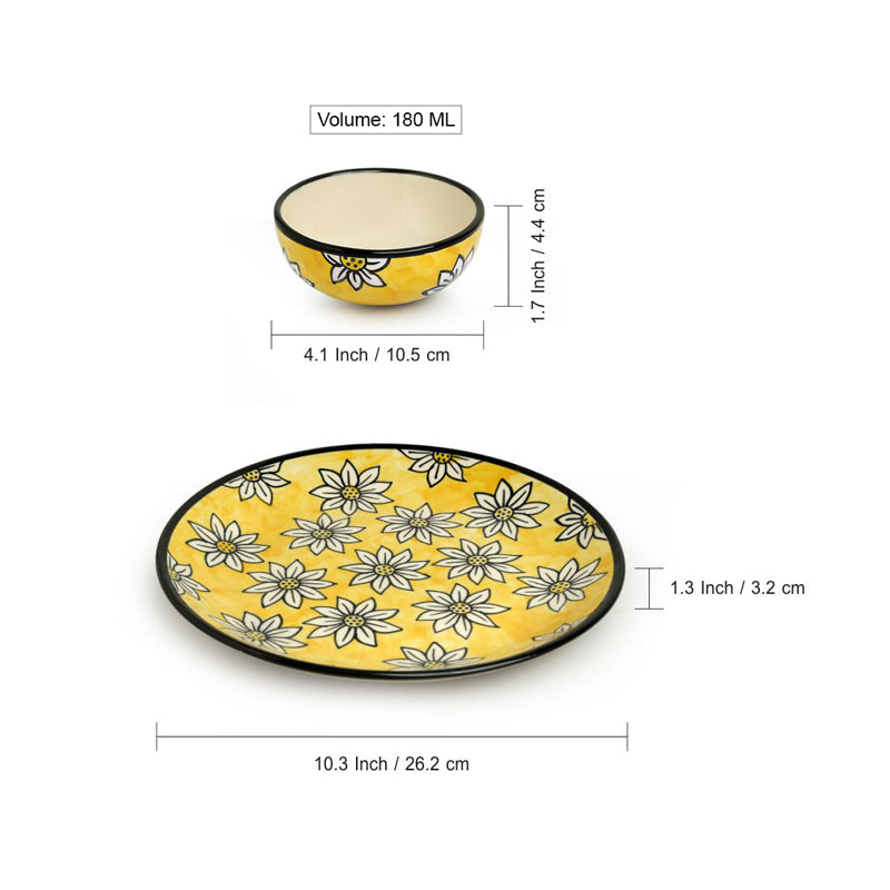 Daisy Blooms Handpainted Dinner Set - 3 Piece Set media 5