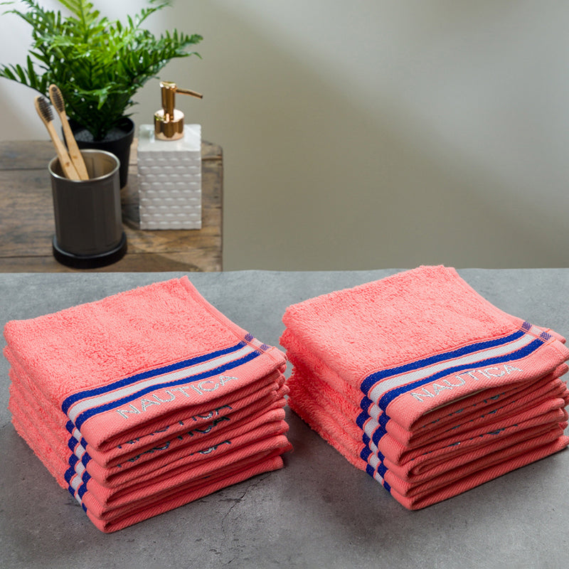 Nautica Dove Down Cotton Hand & Face Towel (Coral) - Set Of Twelve media 4