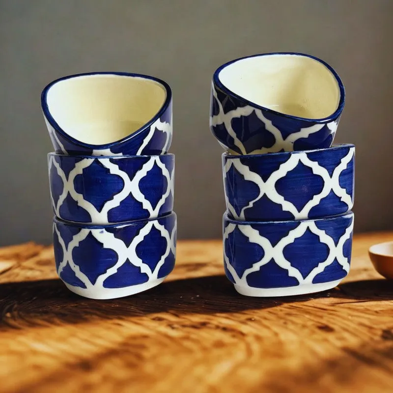 Servyx Ceramic Dip Bowls (Blue,White ,50 mL Each) - Set Of Six media 4
